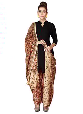 Beige N Red Cotton Patiala Pant