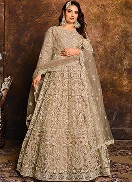 Beige Net Anarkali Suit