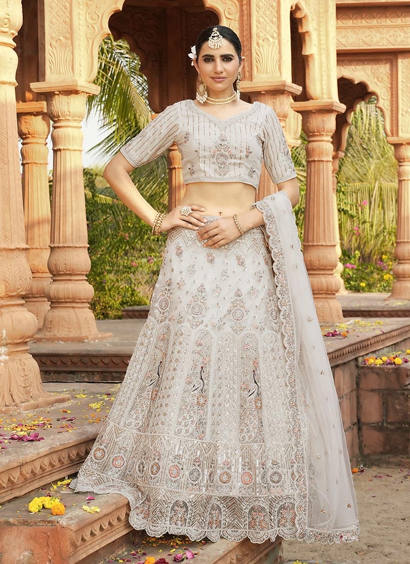 HAZELNUT EMBROIDERY NET LEHENGA main image 0