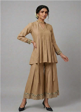 Beige Sand Dune Grace Rayon Cotton Co Ord Set