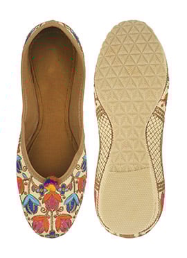 Beige Zari Work Juti