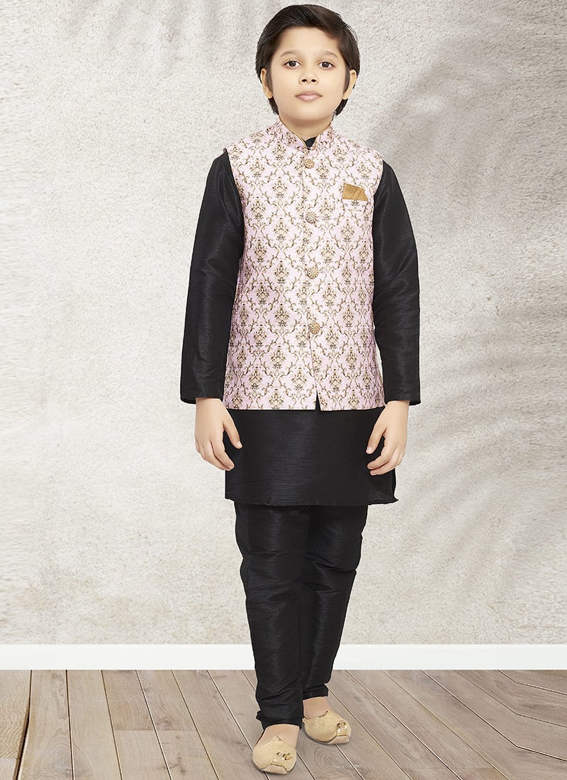 Black Art Banarasi Silk Bandi Set Party Wear