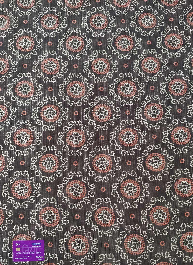 Black Art Silk Digital Print Fabric