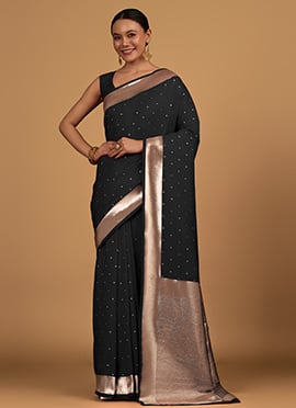Black Banarasi Silk Zari Woven Saree