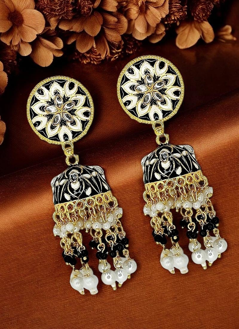 Black Beads Jhumka Festive Wear
