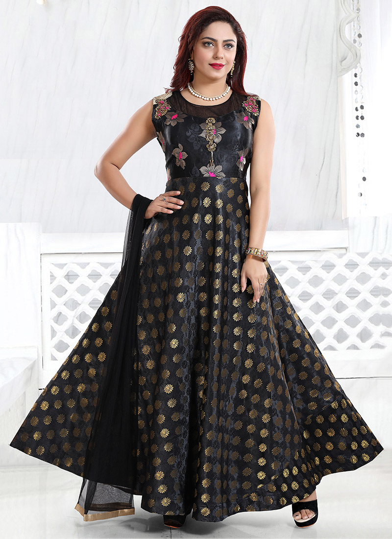 black silk anarkali