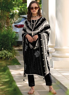 Black Organza Embroidered Salwar