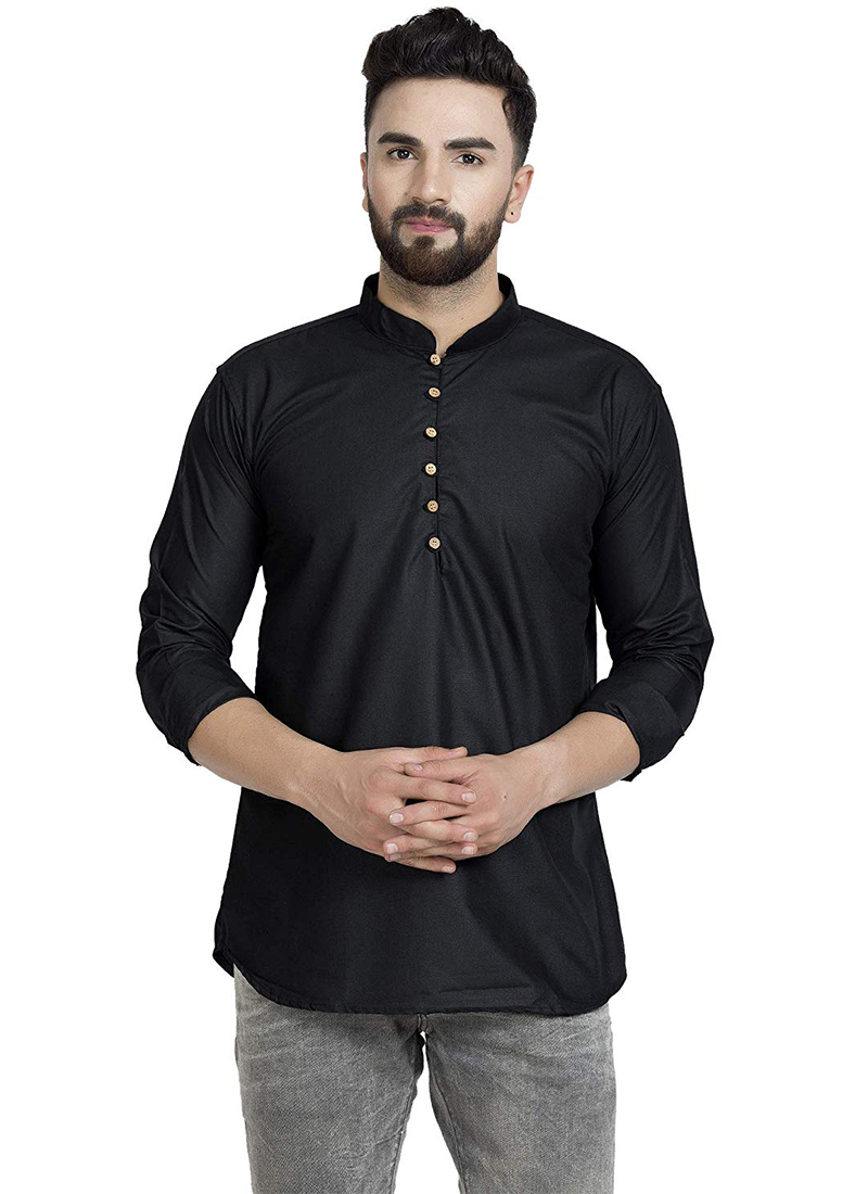 Black Cotton Designer Kurta
