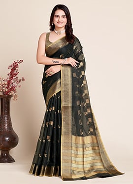 Black Cotton Kota Saree