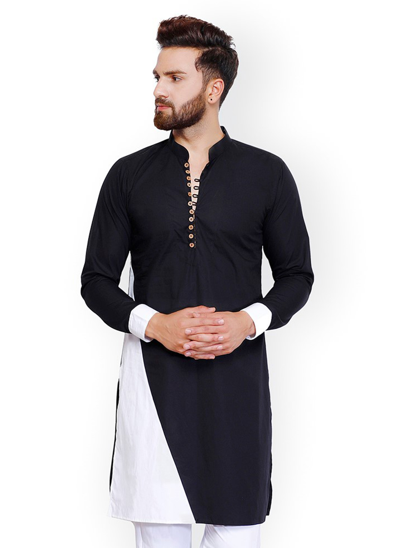 Black Cotton Kurta