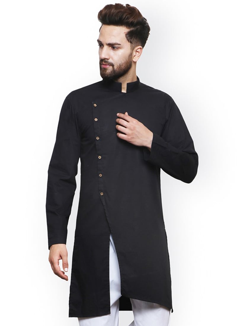 Black Cotton Kurta