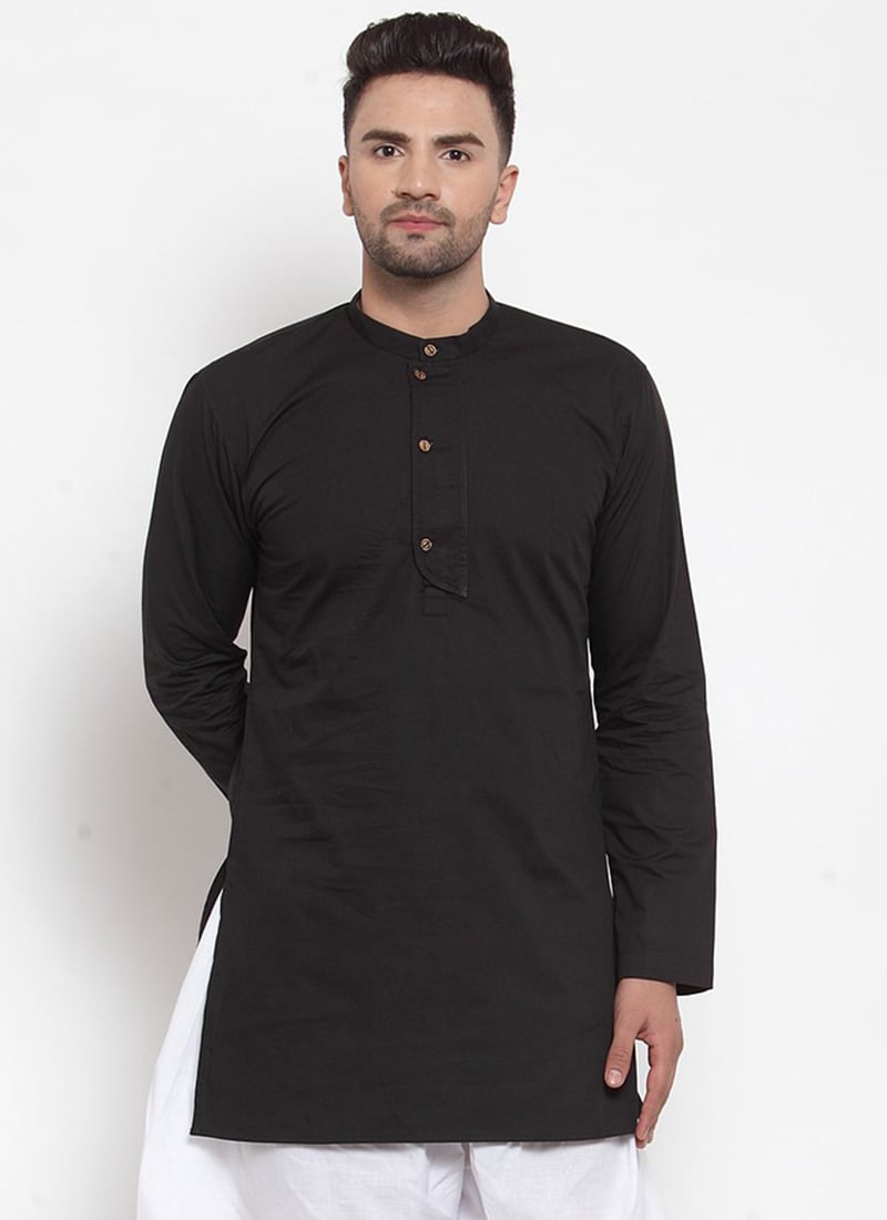 Black Cotton Kurta