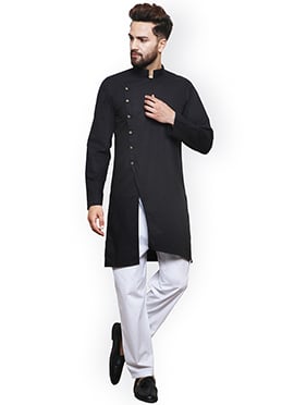 Black Cotton Kurta Pyjama
