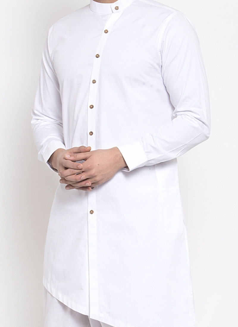 White kurta with black button Clearance
