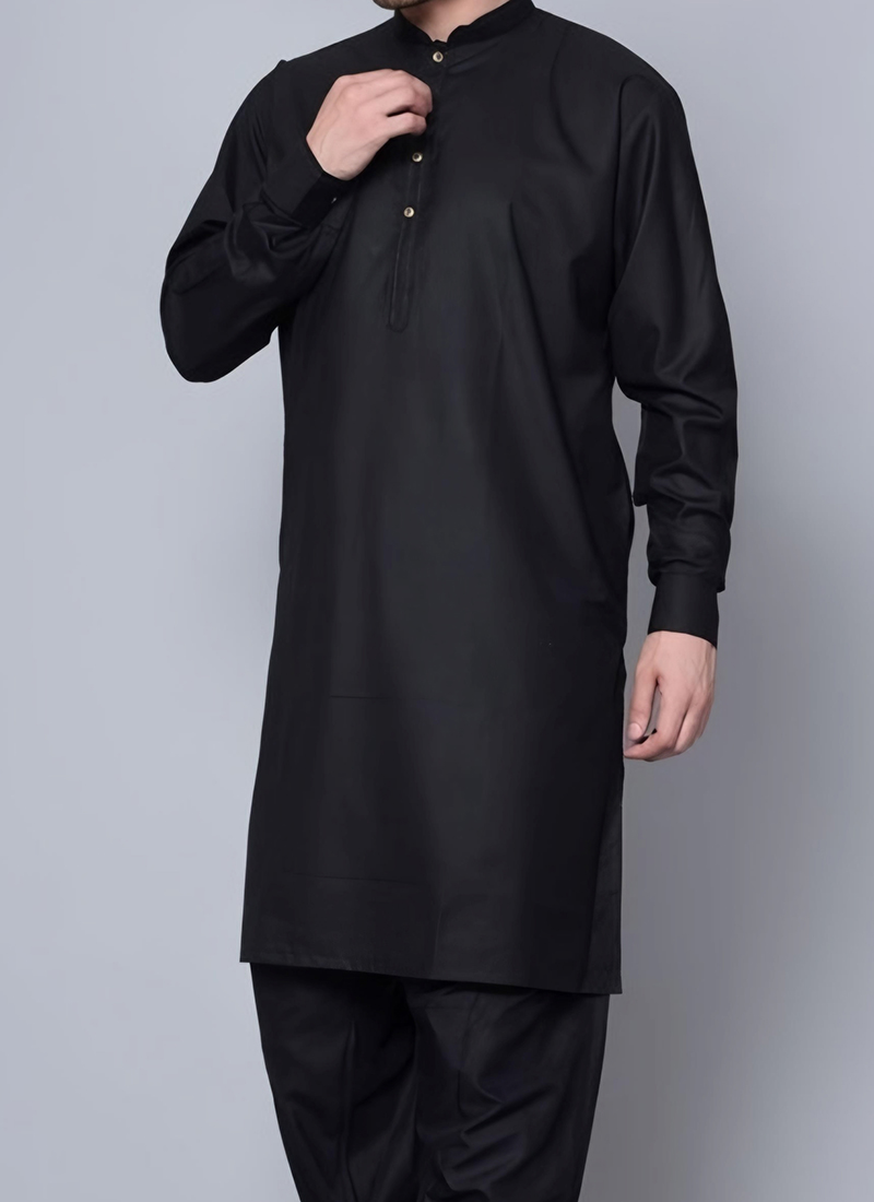 Shop Black Cotton Pathani Set Festive Wear Online at Best Price | Cbazaar