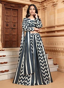 Black Crepe Silk A Line Lehenga