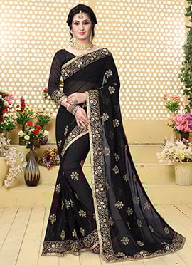 Black Embroidered Saree