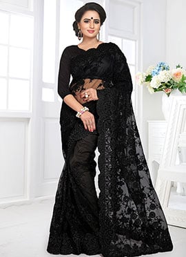 Black Embroidered Saree
