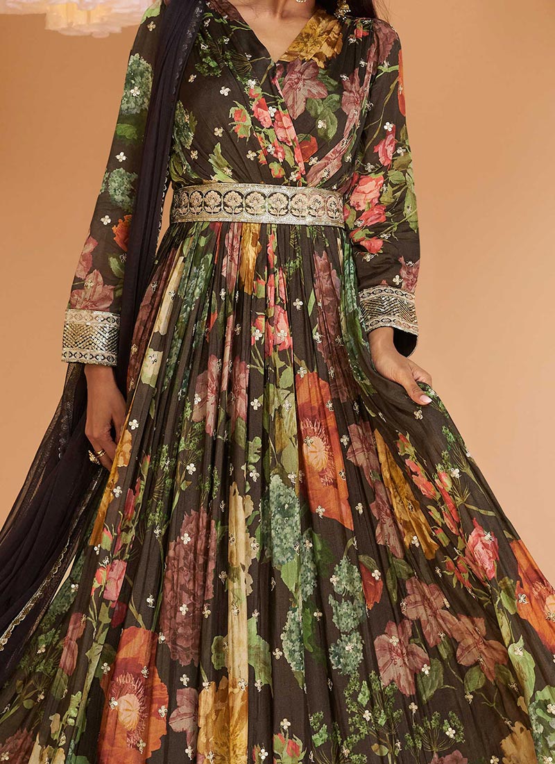 long sleeve formal fitted evening dress product info and reviews White Mac Duggal 55696 Floral Print Off Shoulder sc_495952 Color:Raisin
