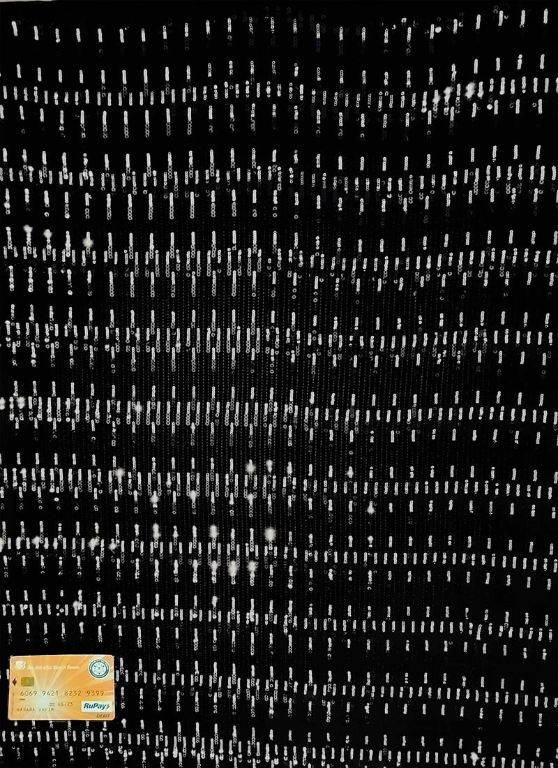 Black Faux Georgette Embroidered N Sequins Fabric