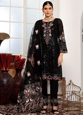 Black Georgette Embroidered Pakistani Suit