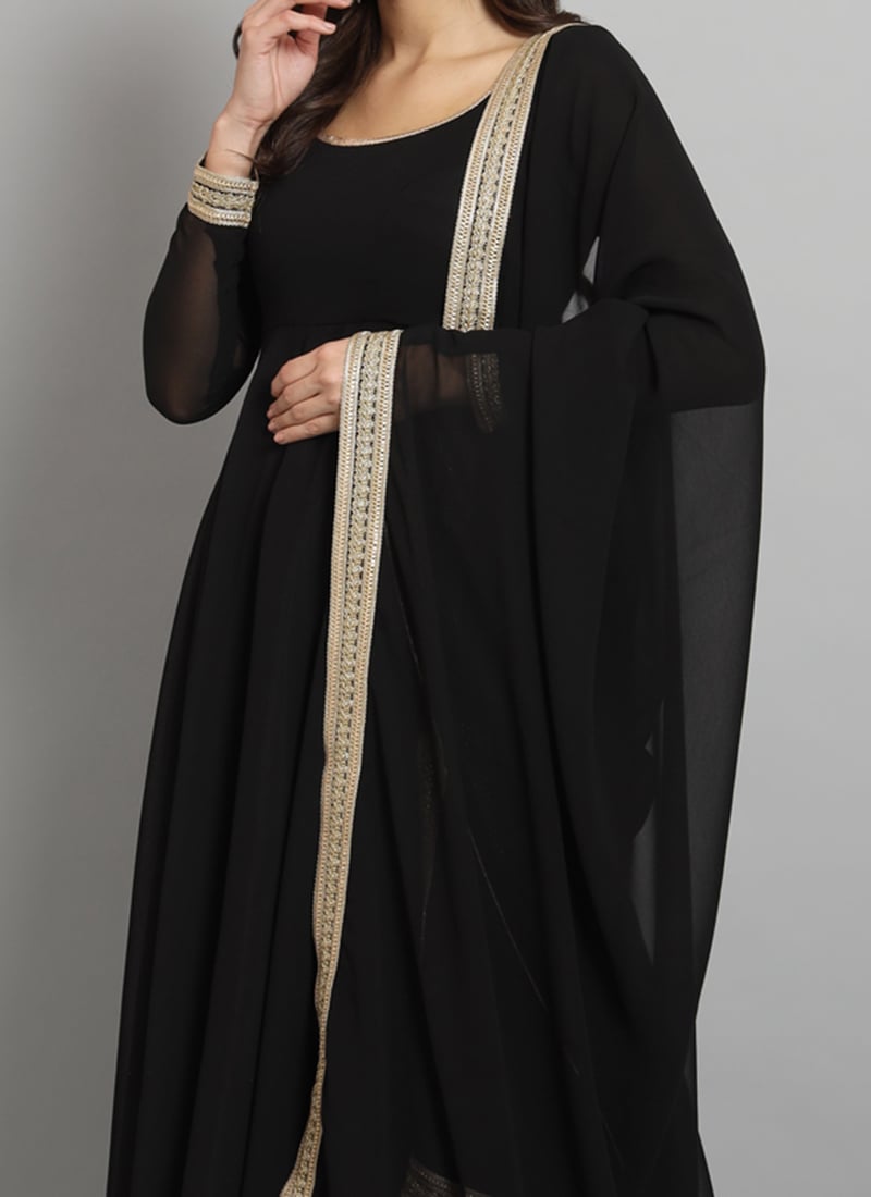 Grey Faux Georgette Anarkali Salwar Suit