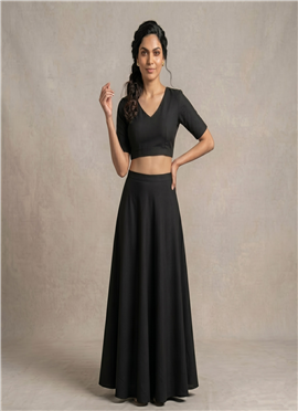 Black Georgette A Line Lehenga