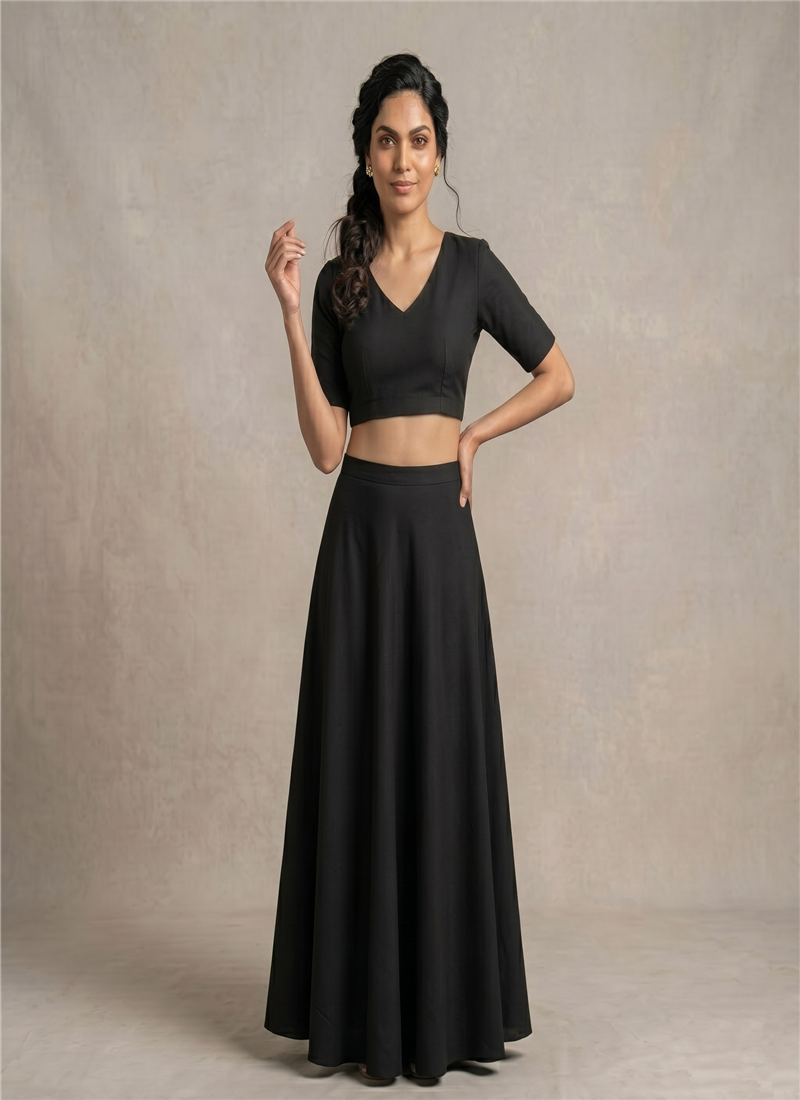 Black Georgette A Line Lehenga  Party Wear