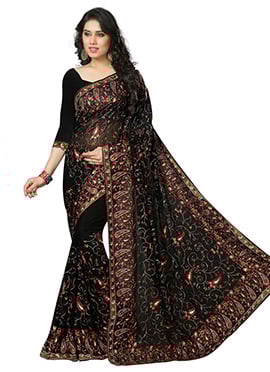 Black Georgette Embroidered Saree
