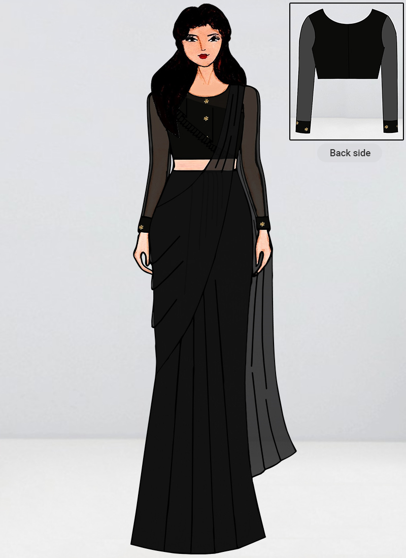 Black full sleeve blouse with saree Clearance