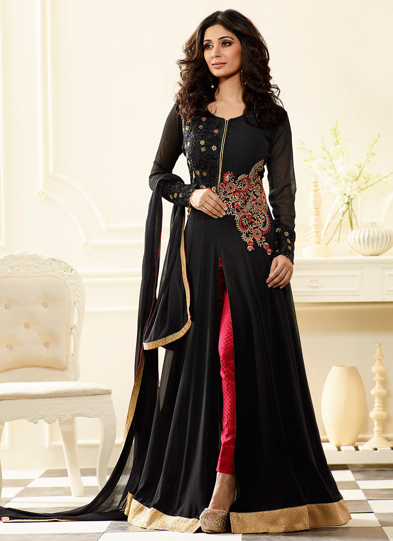 Buy Black Georgette Net Straight Pant Suit, straight-pant-suit Online Shopping, SLSCCJ185