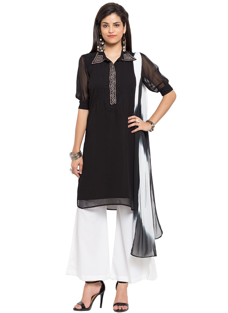 Black Georgette Palazzo Suit