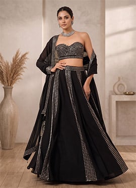 Black Georgette Sequins Embellished Lehenga