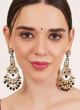 Black Kundan And Beads Adorned Chandeliers