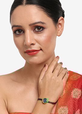 Black Kundan And Beads Bracelet