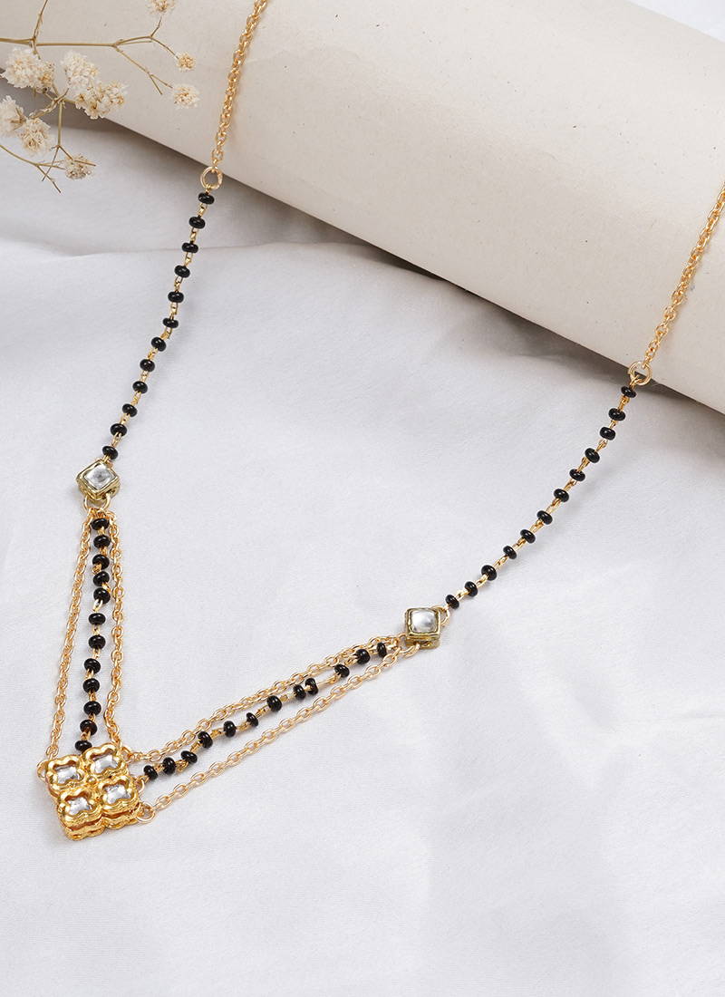 Black Kundan and Moti Mangalsutra Festive Wear