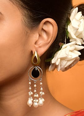 Black Kundan Bead Embellished Danglers