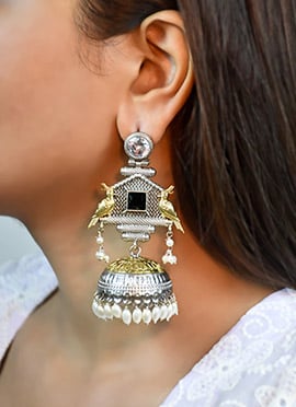 Black Kundan Bead Embellished Jhumka