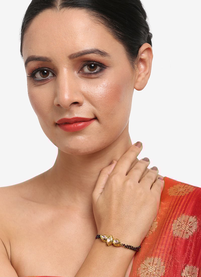 Black Kundan With Meenakari And Beads Bracelet After Six Wear