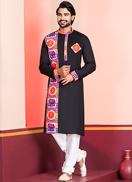 Black Kutch Work Kurta Pyjama