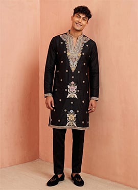 Black Lachka Embroidered Kurta Pyjama