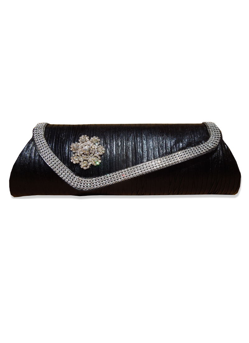 Buy Black Leather Clutch, Stones, clutch Online Shopping HBDSAR285A