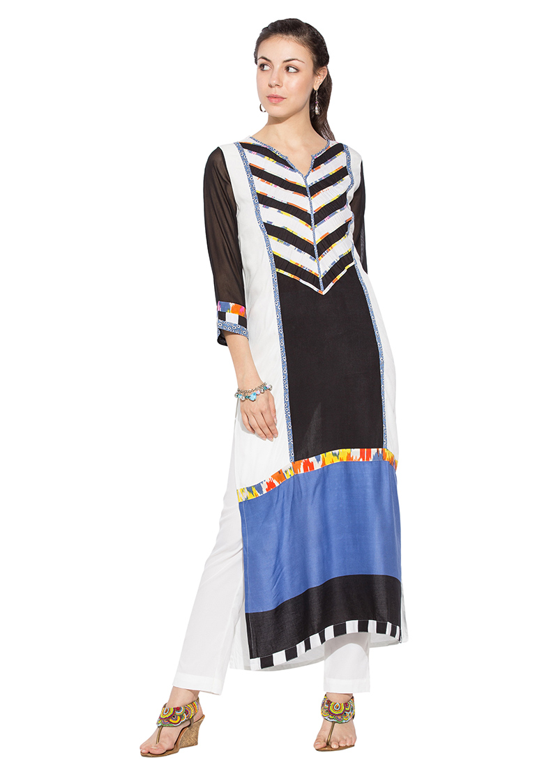 Black Kurti With White Print,कूल समर लुक के लिए आज ही खरीदें ये Black Kurti,  बेहद अट्रैक्टिव और डिफरेंट डिजाइन वाले हैं ये कलेक्शन - black kurtis with  white print for elegant