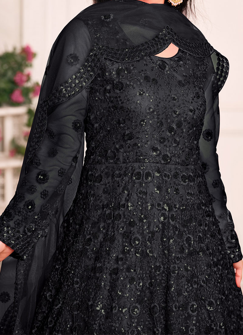 Black Anarkali Jacket Set