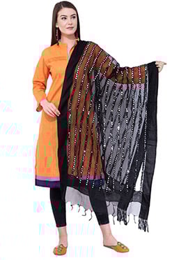 Black Organza Cotton Gota Patti Work Dupatta