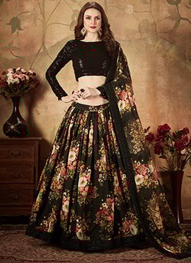 Black Organza Umbrella Lehenga