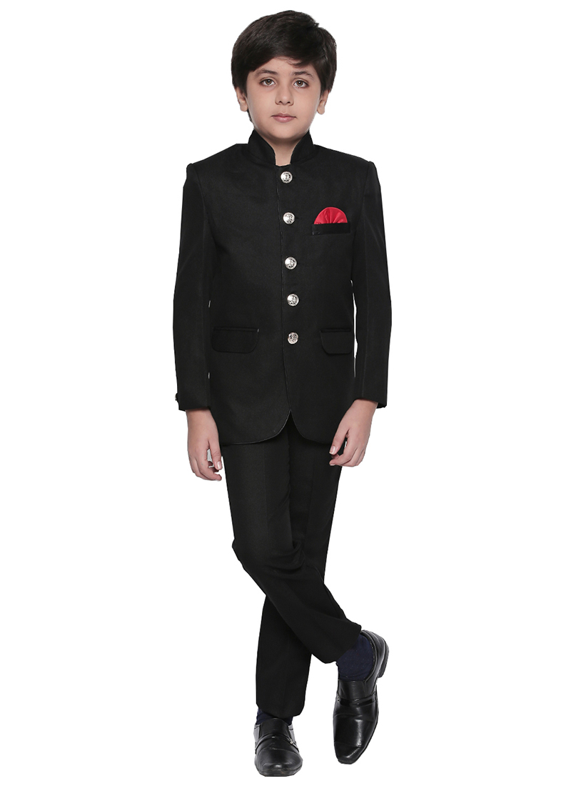 Buy Black Plain Kids Suit, Blended Cotton, boys suits Online Shopping