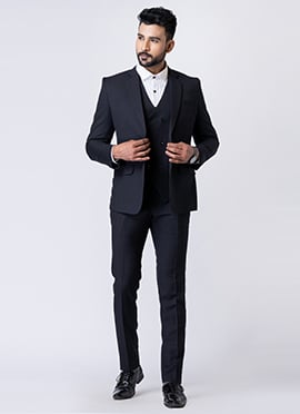 Black Polyester Tuxedo Suit