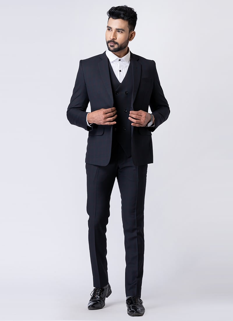 Black Polyester Tuxedo Suit Wedding Wear