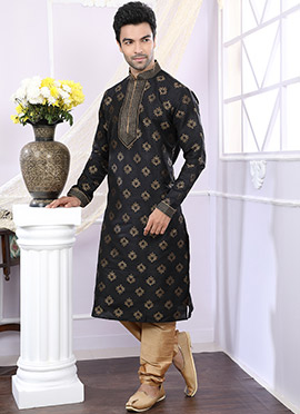 Black Printed Kurta Pyjama